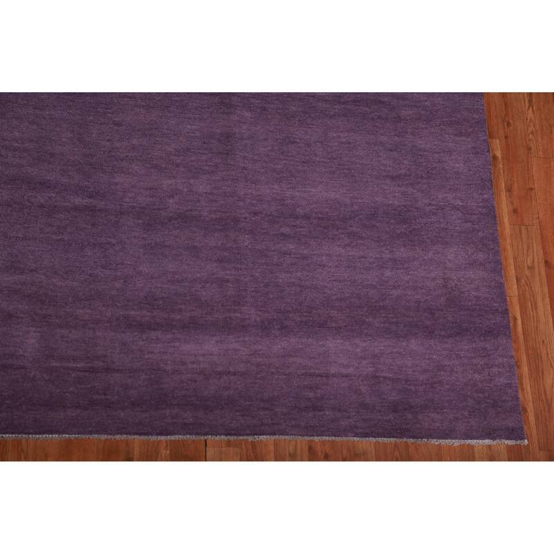 Hand Knotted Oriental 100% Wool Carpet Modern Solid Purples Gabbeh Area Rug - 13' 7'' X 10' 0''