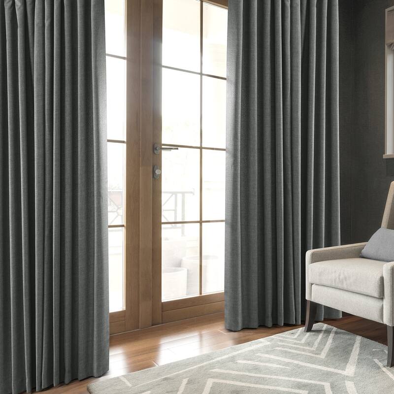 Exclusive Fabrics Italian Faux Linen Room Darkening Curtains (1 Panel) - Sophisticated Drapery for Versatile Décor