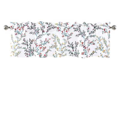 DriftAway Jasmine Watercolor Branch Botanical Thermal Insulated Energy Saving Window Curtain Valance - 52 x 14