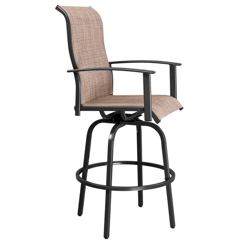 2 Pieces Wrought Iron Swivel Bar Chairs for Patio or Kitchen - 23.23" x 26.38" x 51.38"