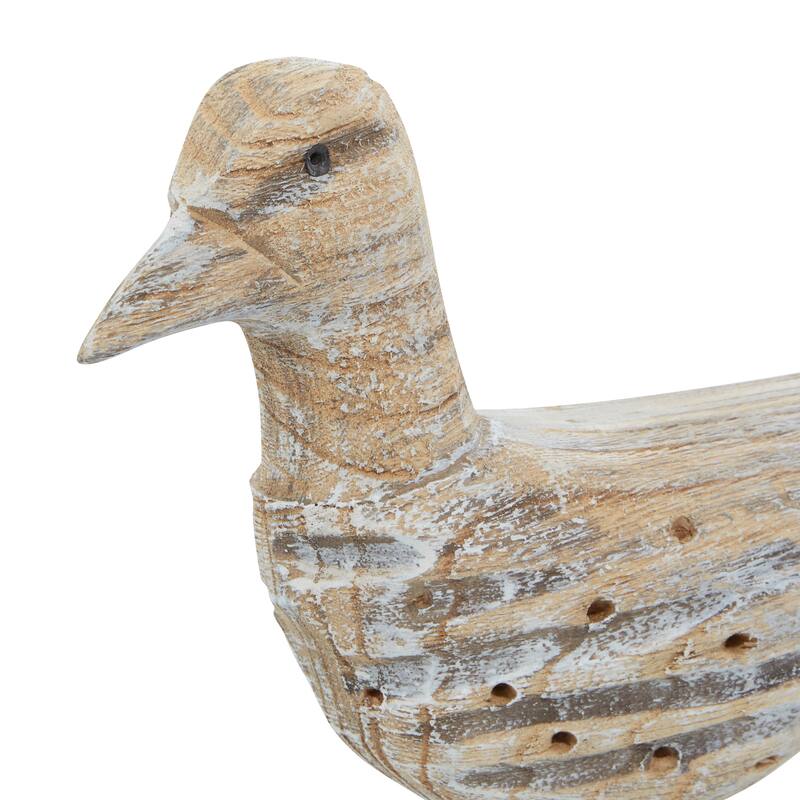 Brown Empress Wood Coastal Sculpture Bird (Set of 3) - 11 x 3 x 14
