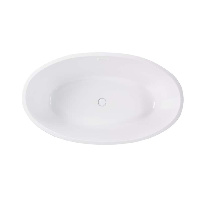 Vanity Art 55" Freestanding Acrylic Soaking Bathtub with Slotted Overflow & Pop-up Drain