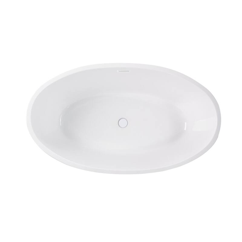 Vanity Art 69" Freestanding Acrylic Soaking Bathtub with Slotted Overflow & Pop-up Drain