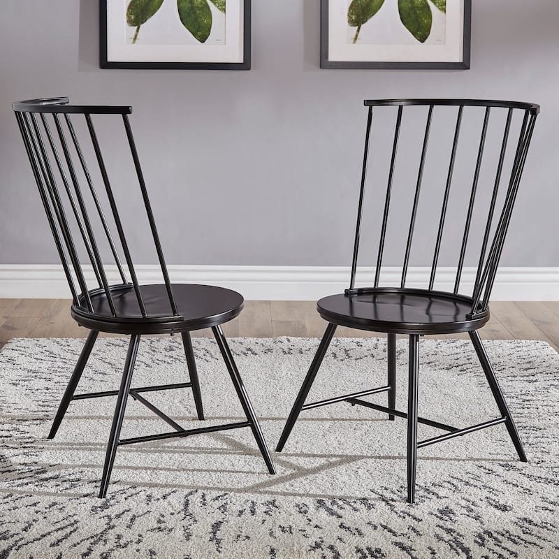 Truman High Back Metal and Wood Spindle Dining Chair (Set of 2) by iNSPIRE Q Modern