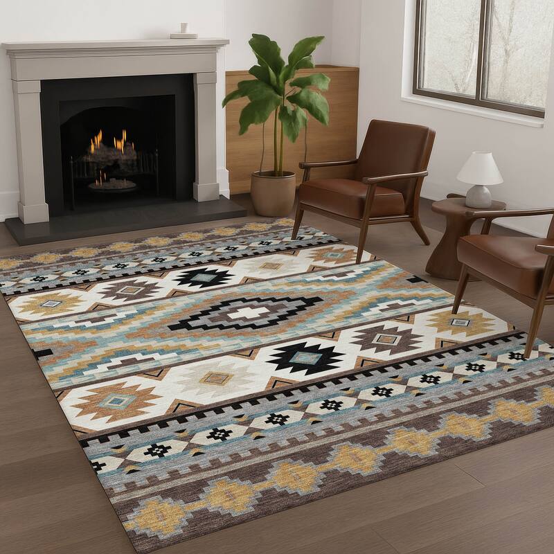 Machine Washable Indoor/ Outdoor Modern Ottawa Chantille Rug