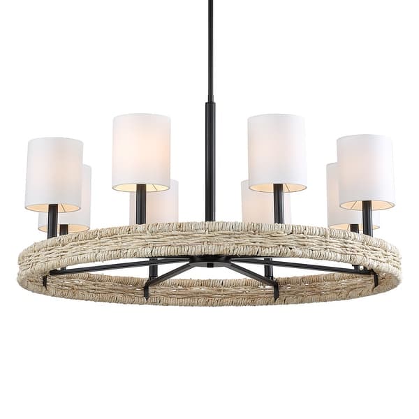 slide 2 of 9, Uttermost Faiyam 8 Light Rattan Chandelier
