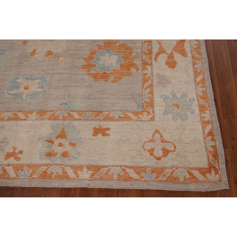 Blue Oushak Turkish Area Rug Handmade Vegetable Dye Wool Carpet - 6'1" x 11'6"