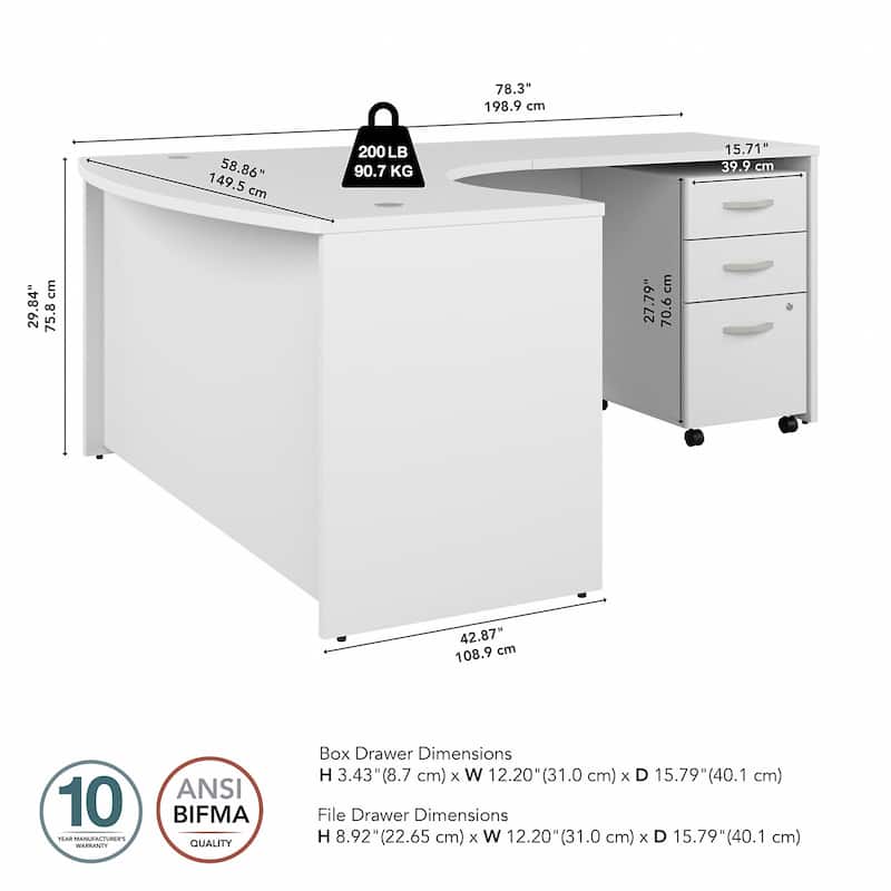 Studio C 60W Right Hand L Desk with Drawers by Bush Business Furniture