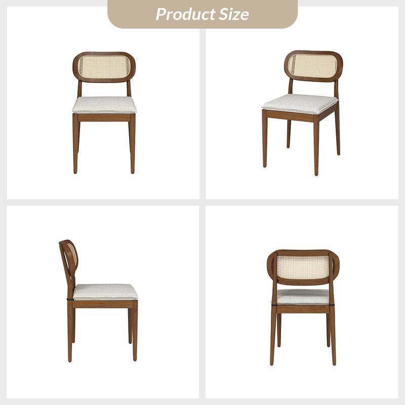 Konstantin Modern Solid Wood Dining Chair with Ratten Back and Removable Cushion Set of 4 by HULALA HOME