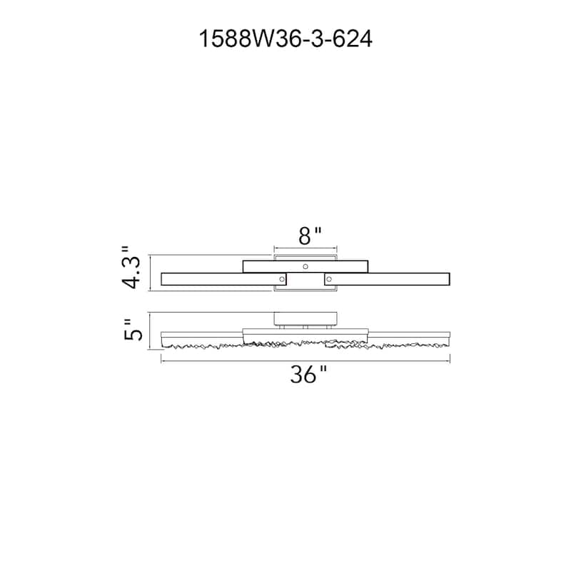 Stagger Integrated LED 36in Brass Vanity Light with Handcrafted Glass