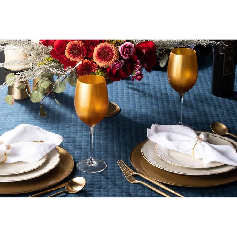 Majestic Gifts Inc. Glass Wine/Water Goblet Set/6 - Gold Glass W/ Clear Stem - 18 oz. Made in Europe