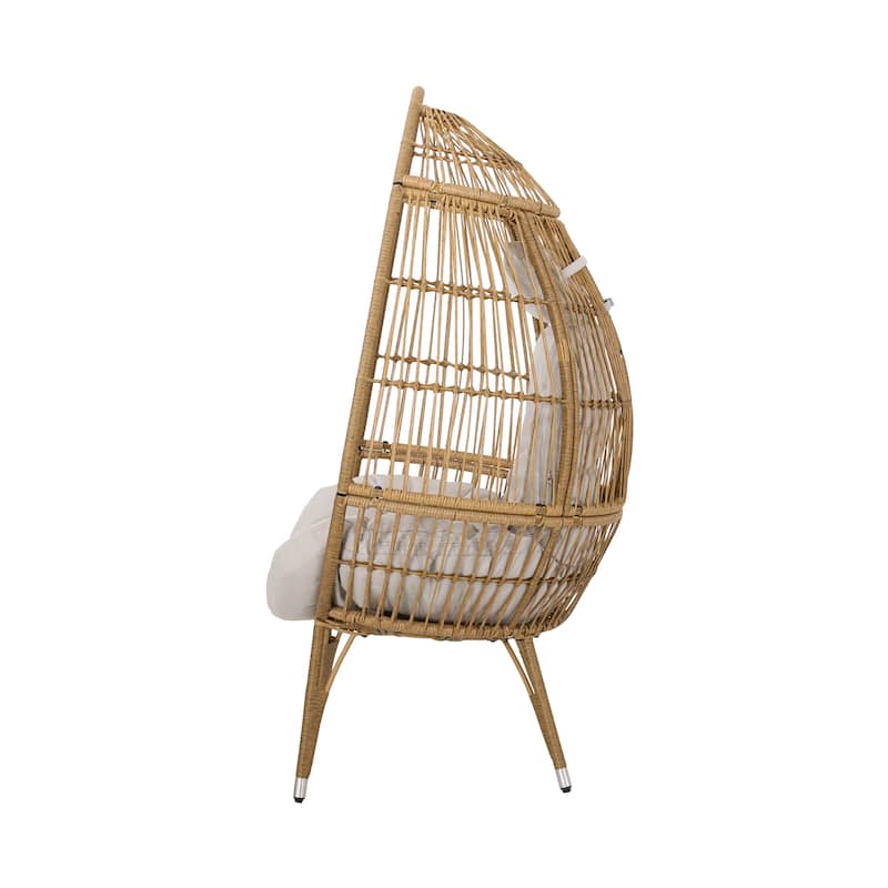 Serina Cushioned Wicker Teardrop Chair by Christopher Knight Home On