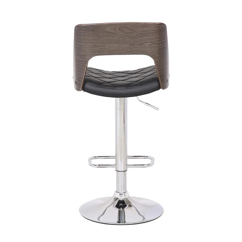 Mid Century Modern Wood/ Metal Adjustable Swivel Barstool