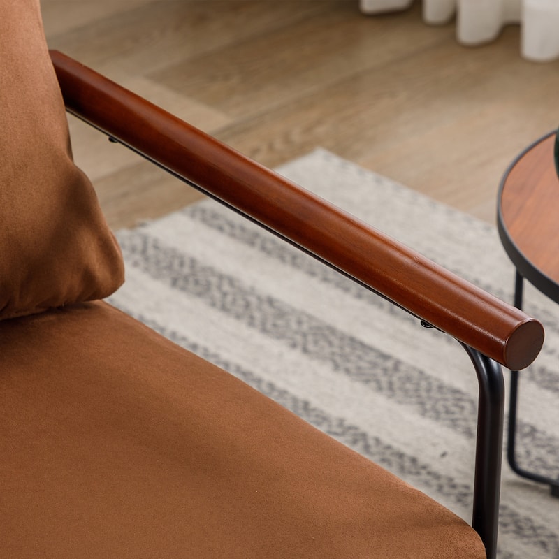Upholstered Faux Suede Lounge Armchairs with Steel Frame for Living Room