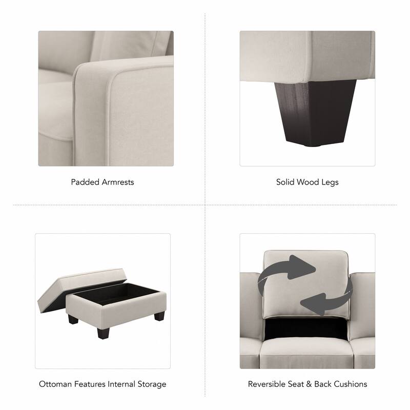 Bush Furniture Stockton Living Room Accent Chair with Ottoman Set