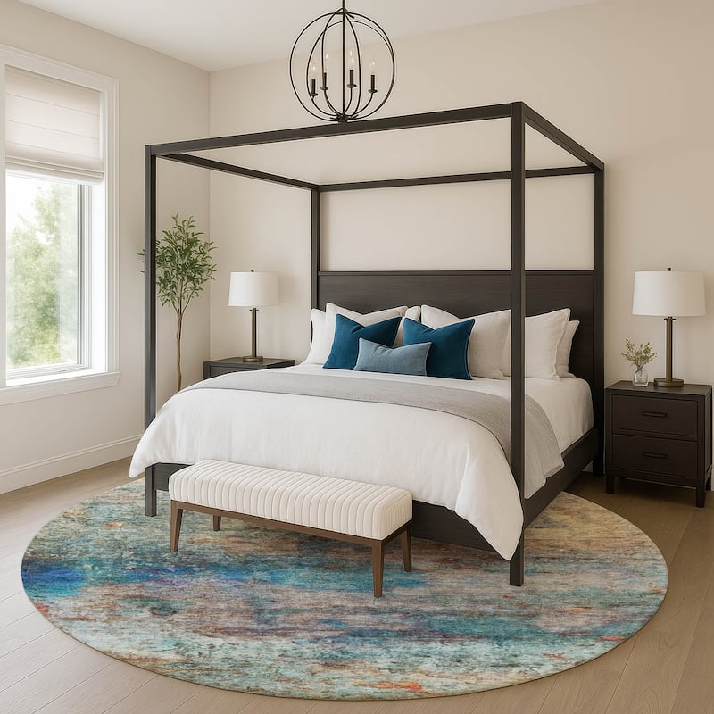 Premium Washable Super Soft Abstract Chic Mayfield Rug - Teal - 8' x 8'