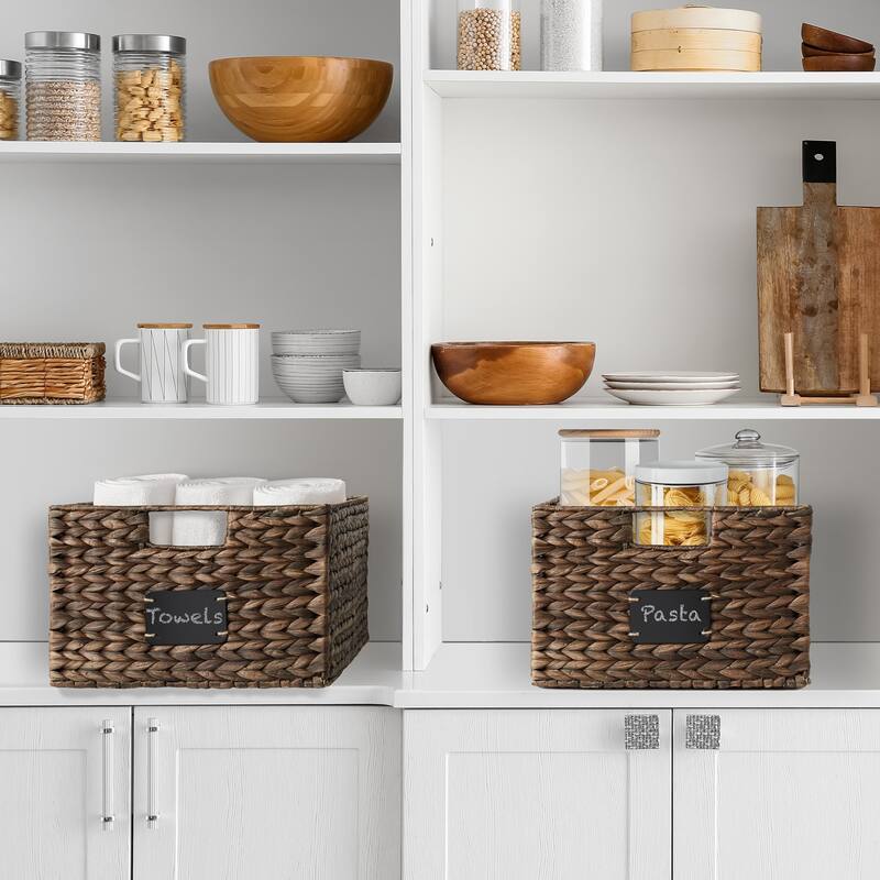 Water Hyacinth Pantry Storage Basket Organizer Bins