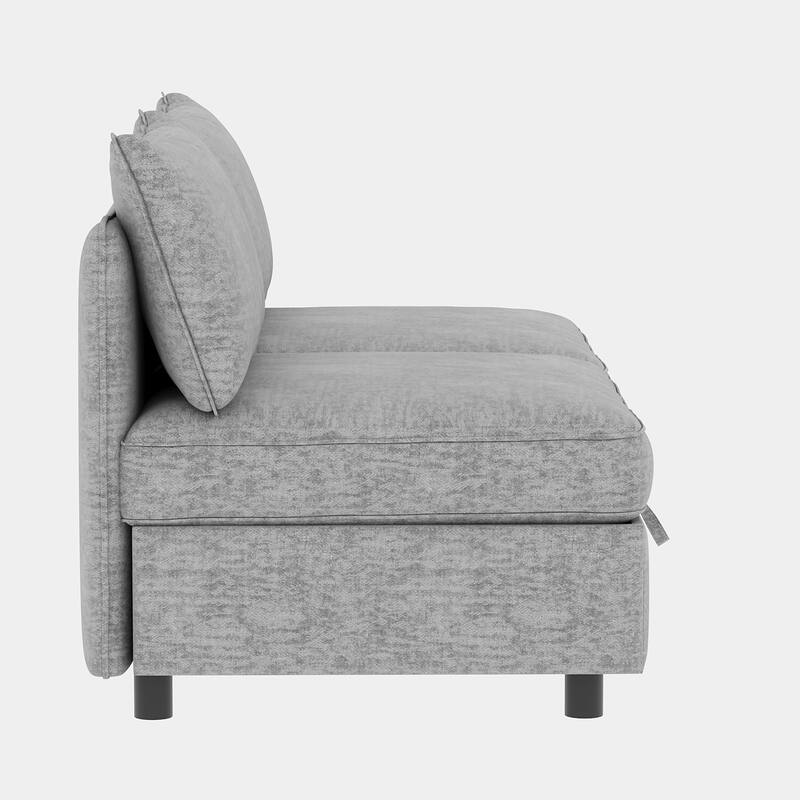 Modular Sectional Sofa 2-Seater Sofa Couch with Ottoman, Living Room Lounge Sofa Loveseat with Storage