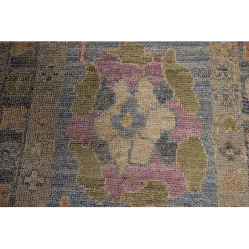 Oushak Turkish Large Area Rug Floral Hand-Knotted Wool Carpet - 10'1"x 14'0"