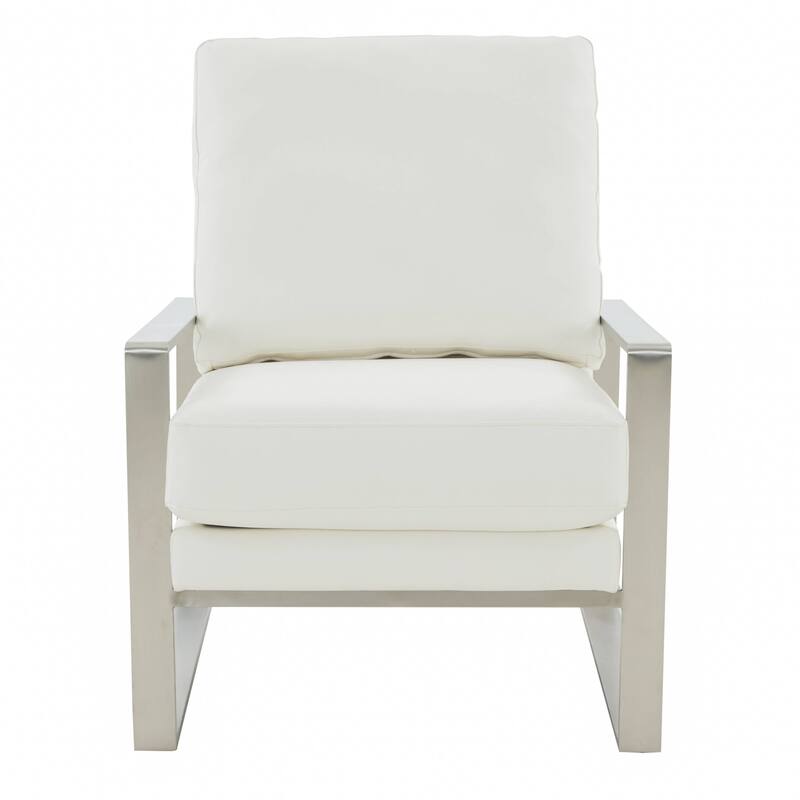Jefferson Modern Velvet Accent Chair with Brushed Silver Frame, Plush Cushions, and Scratch-Resistant for Home or Office - 29.2