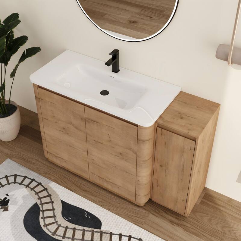 Malwee 36"/40"/48"/52"/60"/64"/84"/92" Bathroom Vanity with Sink, FreeStanding Bathroom Vanity with Door and Adjustable Shelf