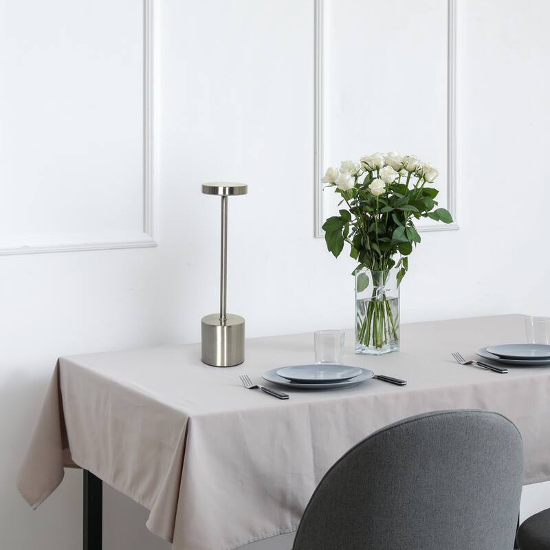 LED Mushroom Disc Desk Lamp with Stick Base - 12.75" - Silver