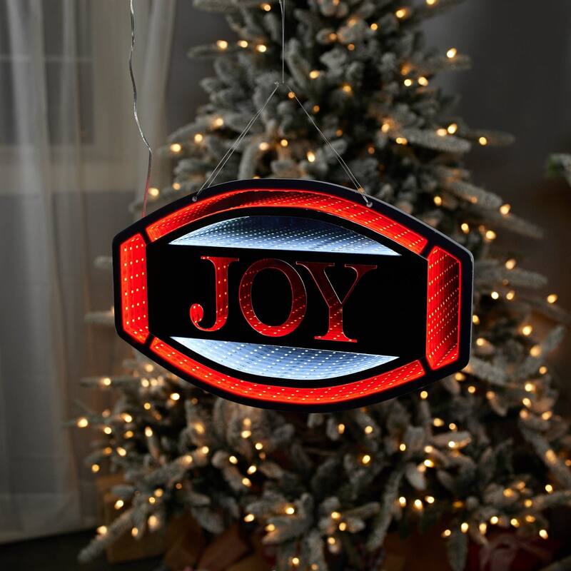 LED Lighted JOY Christmas Infinity Mirror - 16"