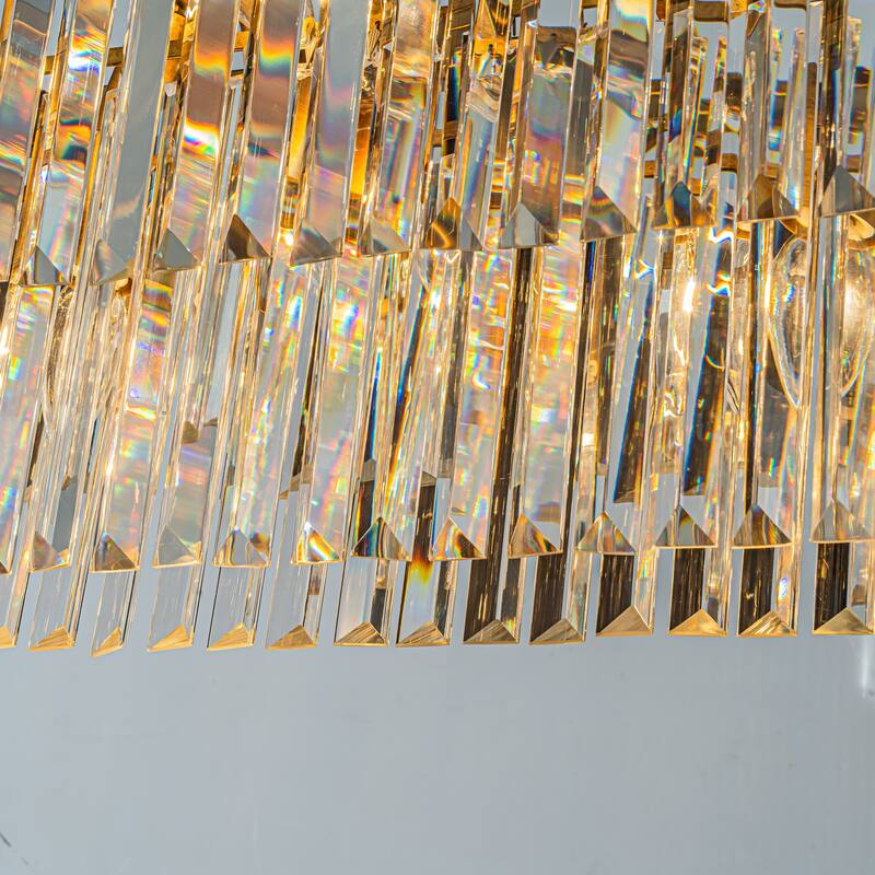 10/11-Light Matte Gold Vintage Fringe Crystal Chandelier Glam Lighting Adjustable for Dining & Kitchen Areas