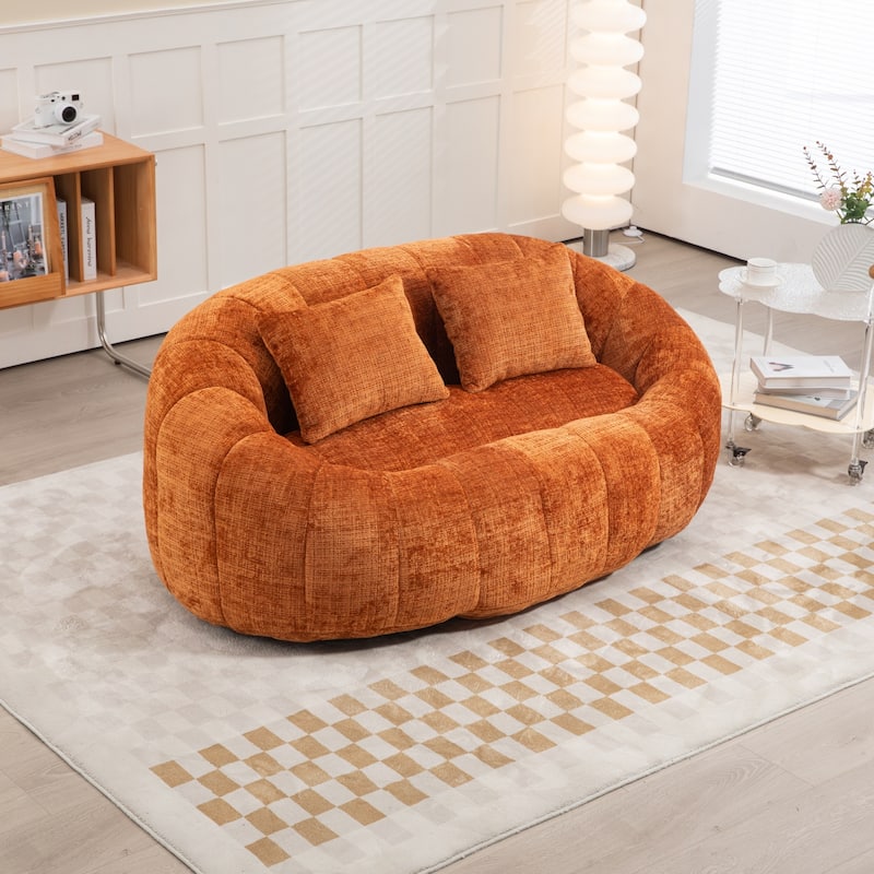 Modern Chenille 2-Seater Bean Bag Chair with 2 Pillows