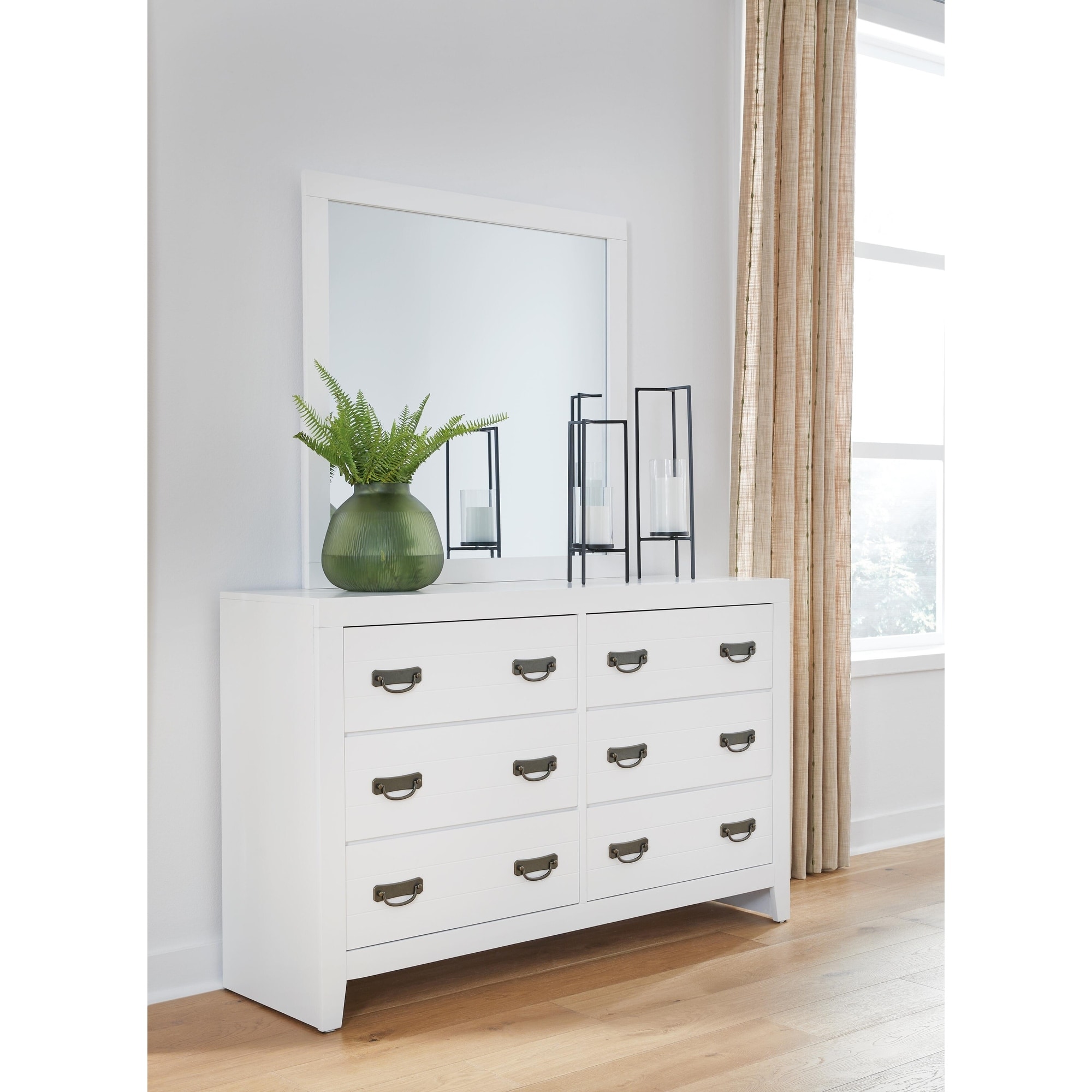 Signature Design by Ashley Binterglen White Dresser and Mirror