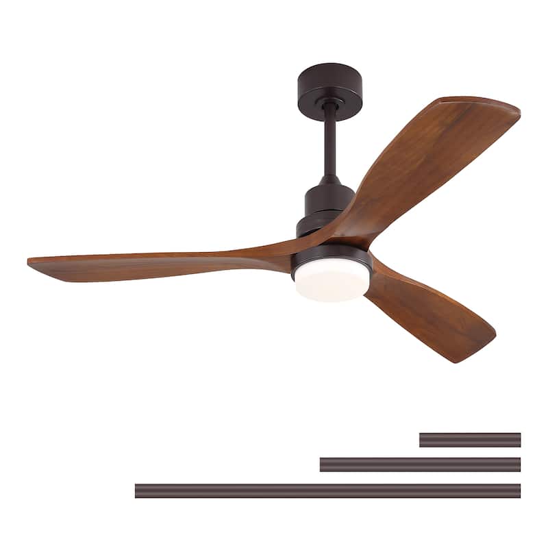 52 Inch Ceiling Fan with LED Light - 3 Adjustable Color Temperatures, Memory Function - Coffee