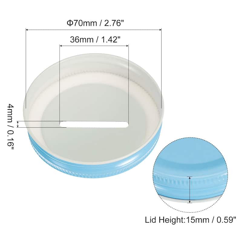 70mm/2.76" Coin Slot Bank Lid Inserts for Mason Jar Canning Cap, 15Pcs - Blue