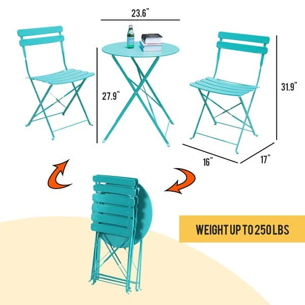 3Piece Outdoor Bistro Set Folding Table and Chairs Bed Bath & Beyond