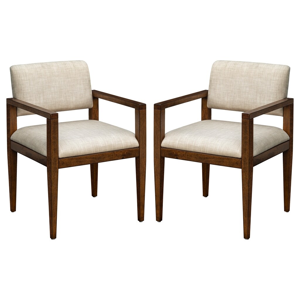 Mid Century Modern Upholstered Fabric Dining Armchairs 2 Piece Dining Chair Set Beige Bed Bath Beyond 38363063