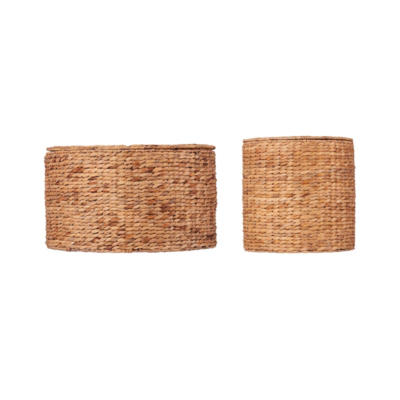 SEI Furniture Sachi Natural Woven Water Hyacinth Coffee Tables (Set of 2) with Storage