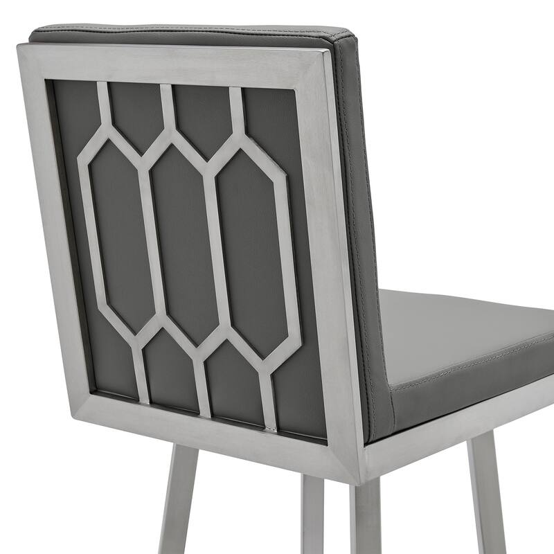 30" Modern Kitchen Swivel Bar Stool with Faux Leather Upholstery Seat and Iron Frame - 44”H x 19”W x 23”D