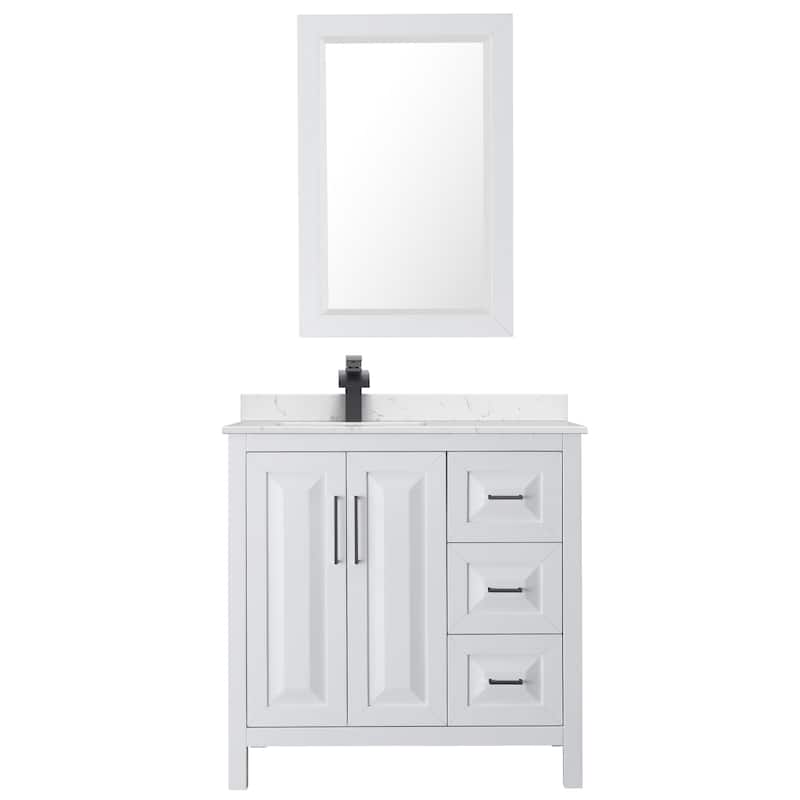 Daria 36-inch Single Vanity, Cultured Marble Top, 24-inch Mirror