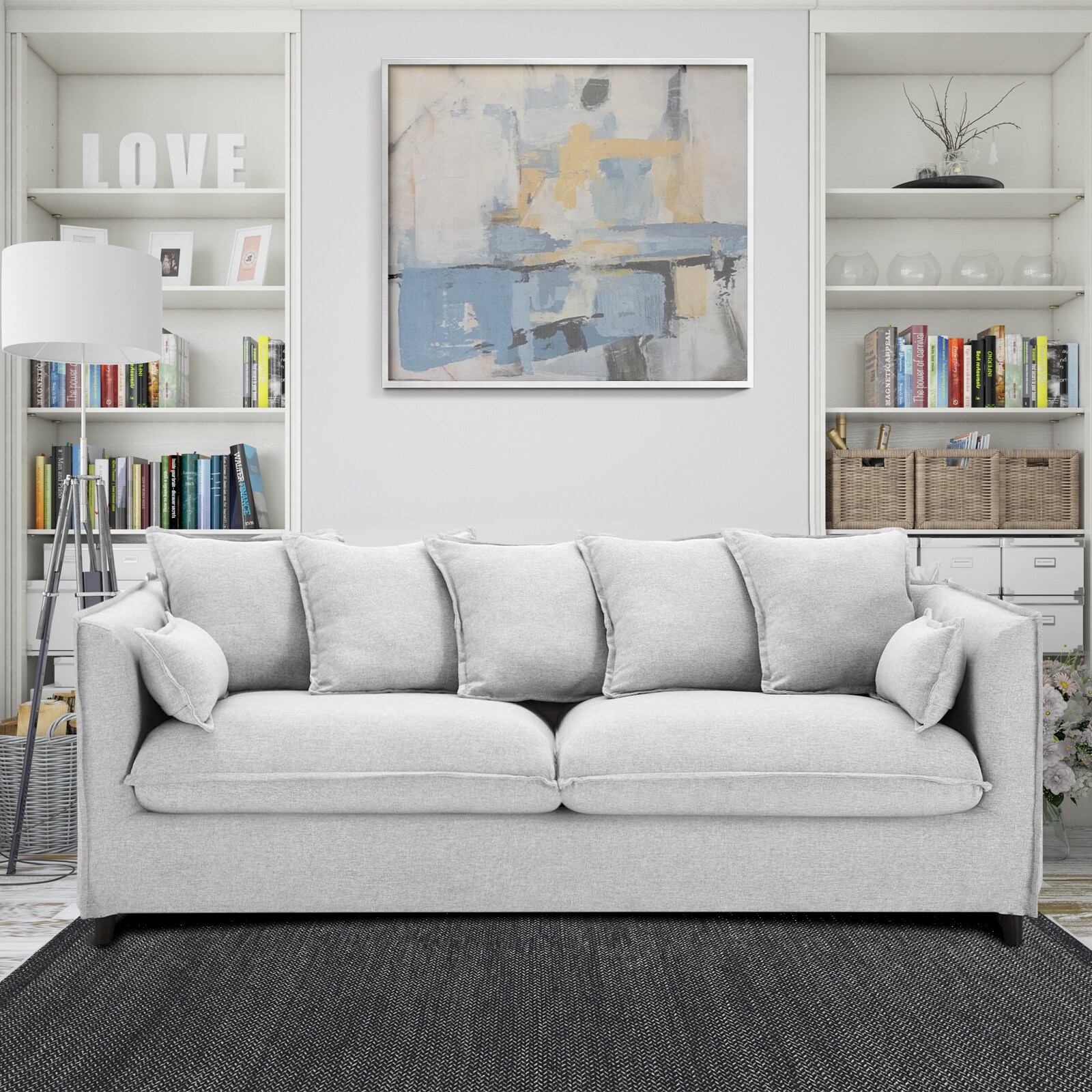 Light grey mid century sofa deals