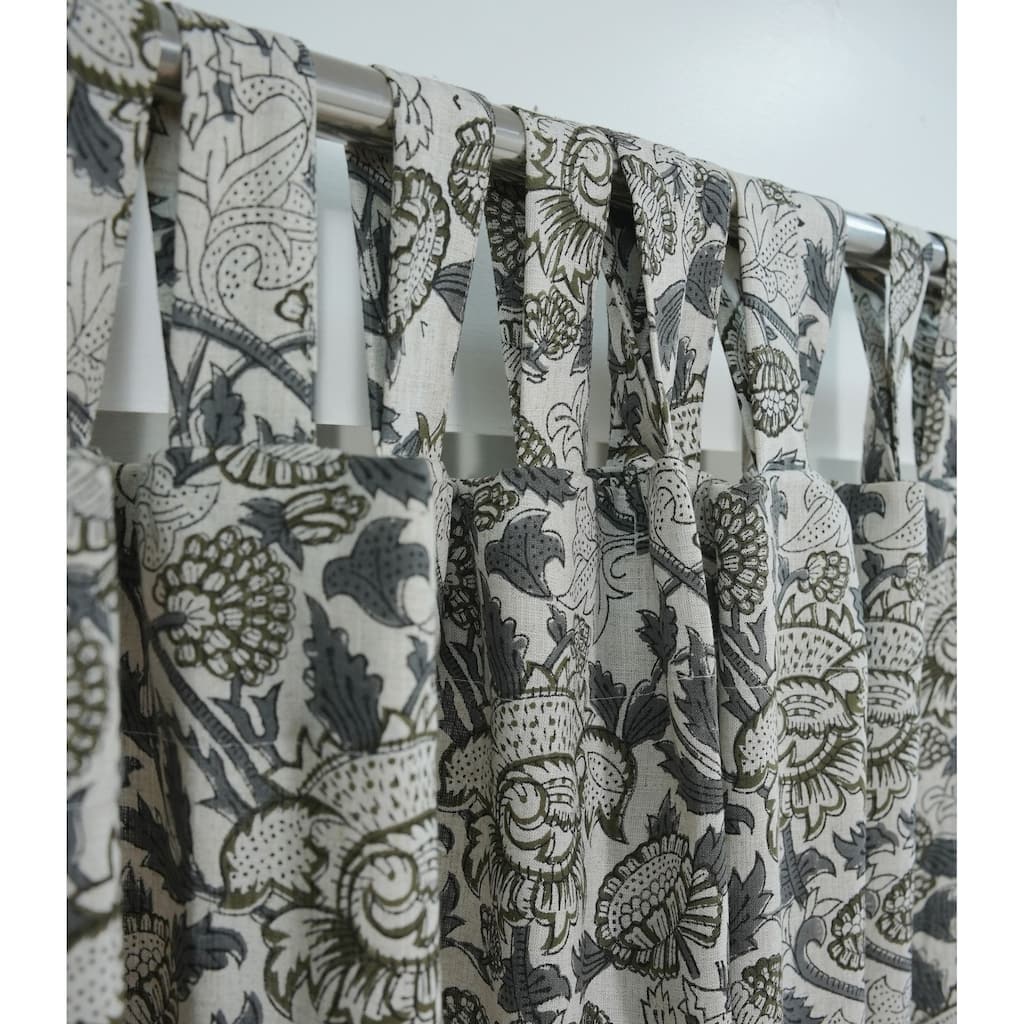 Fabdivine Grey Linen Hook Curtain Panel, Semi Sheer Drapes for Living & Bedroom, Window Treatment Curtain, Akashganga