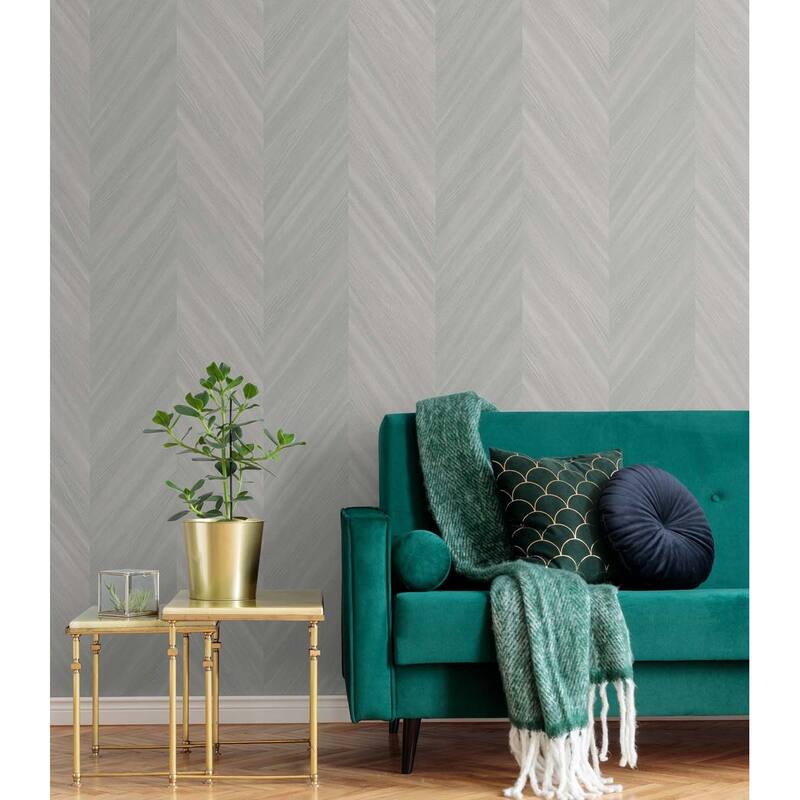 Seabrook Designs Chevron Wood Embossed Vinyl Unpasted Wallpaper