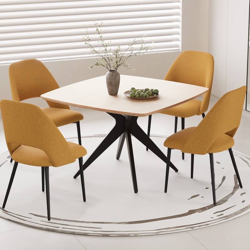 Modern Square Dining Table for 2-4, Small Kitchen Table with Metal Legs