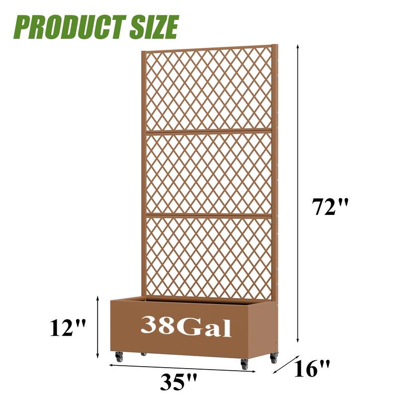 Raised Garden Bed Planter with Trellis Movable Planter Box with Lockable Wheels