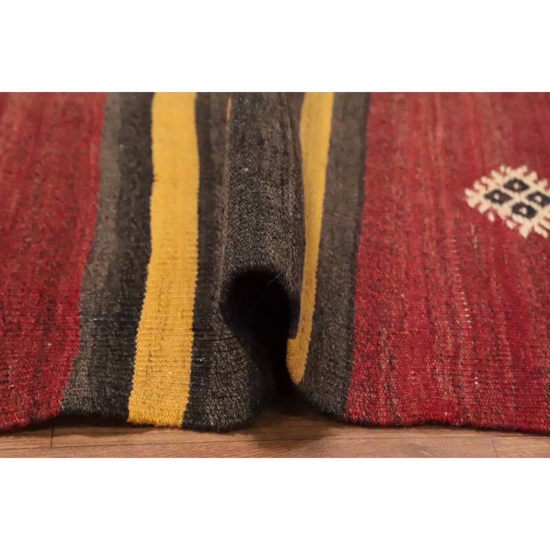 Hand Woven Oriental 100% Wool Carpet Southwestern Tribal Multi-Colored Kilim Area Rug - 9' 6'' X 6' 2''