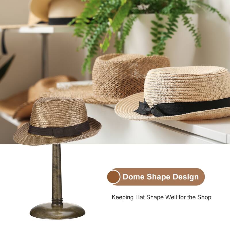 Metal Hat Display Stand and Tabletop Hat Wig Rack 13" Height Coffee