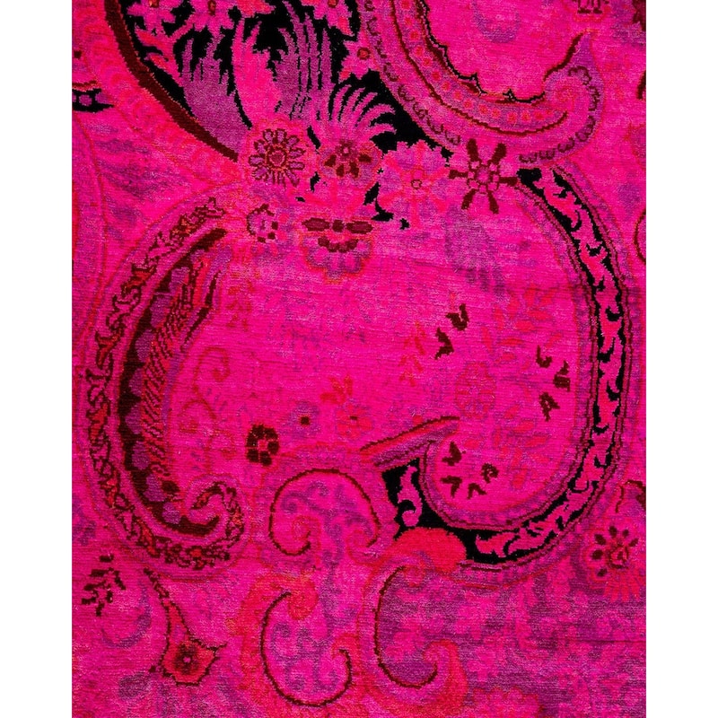 Overton Hand Knotted Wool Vintage Inspired Modern Contemporary Overdyed Pink Area Rug - 8' 0" x 11' 0"