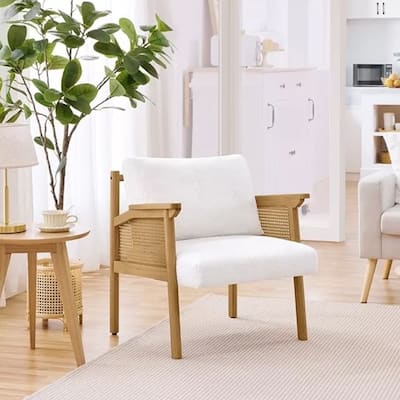 Boucle Upholstered Accent Chair Lounge Chair White - 26" x 27"