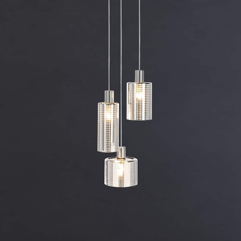 SAFAVIEH Lighting Akila Pendant - 13.8"x13.8"x26.5-80.5" - Grey/Light Grey - 14Wx14Dx81H
