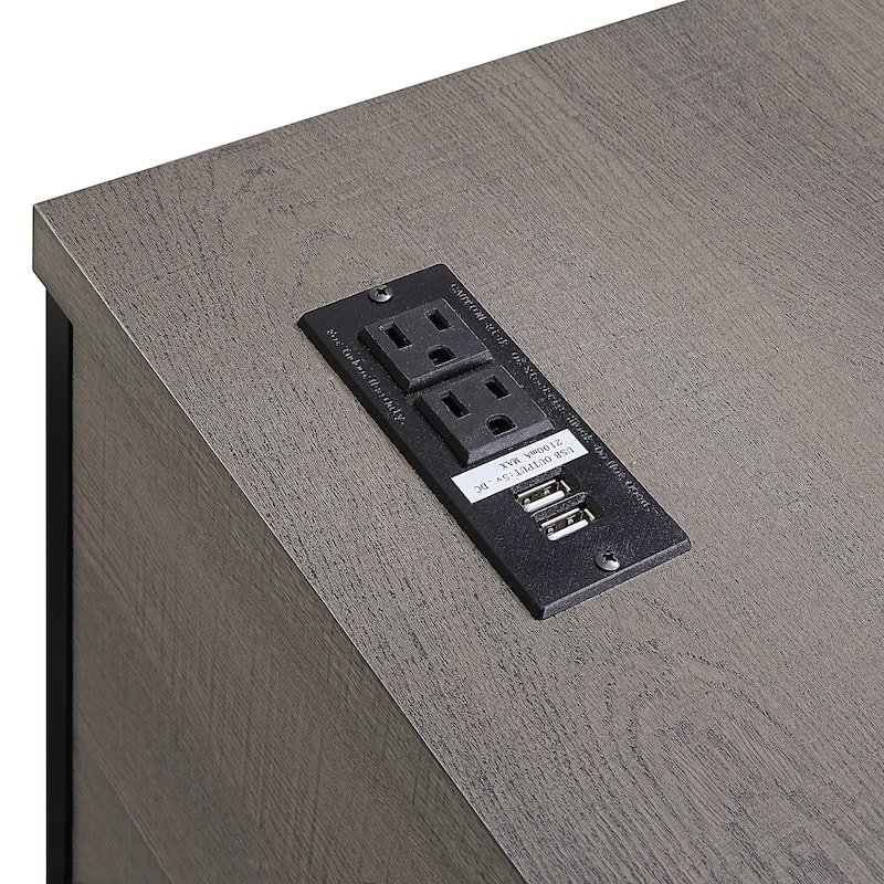 OS Home & Office Furniture L Workcenter with Built In Power Hub & Two Drawers in Farm Oak
