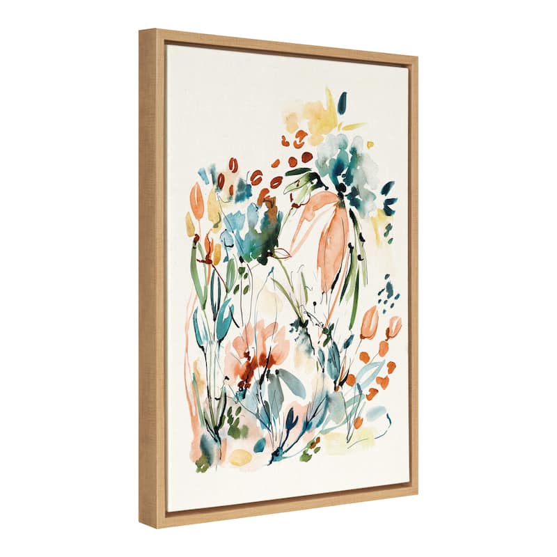 Kate and Laurel Sylvie Awaking Peach Framed Canvas by Sara Berrenson