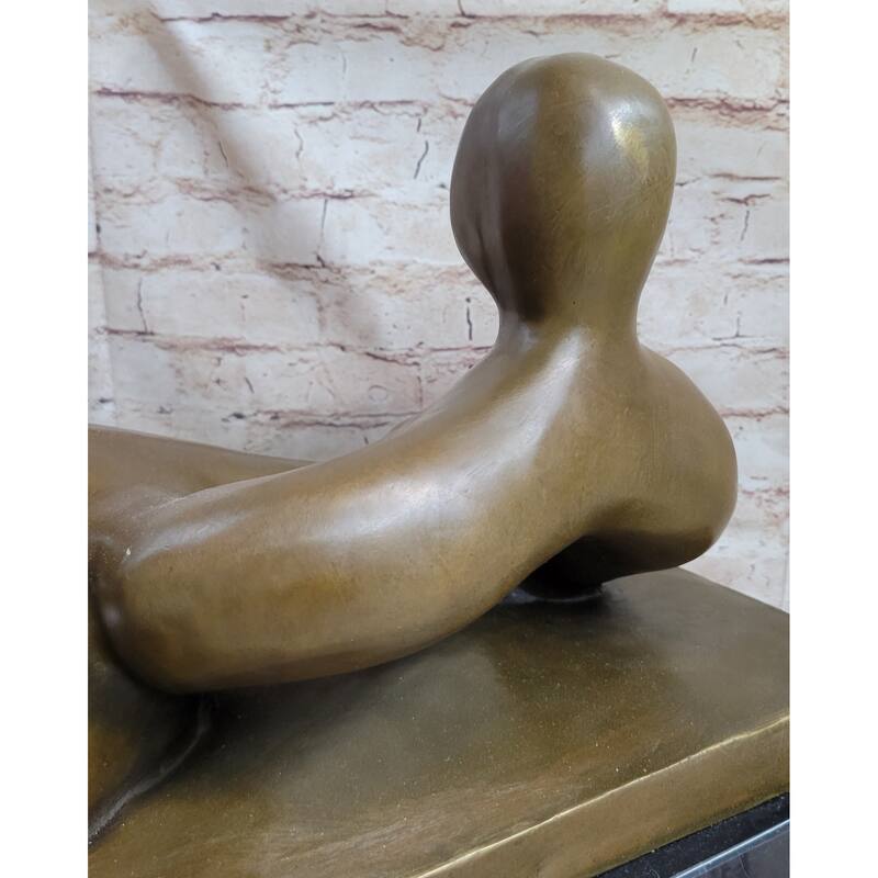 Hand Made Large Abstract Woman Female Genuine Solid Bronze Sculpture By Henry Moore